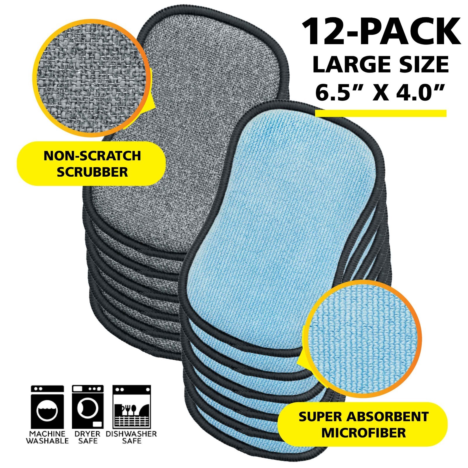 SALE!! Tuff-Scrub Original Microfiber Cleaning Sponge Pads, Large 12-Pack