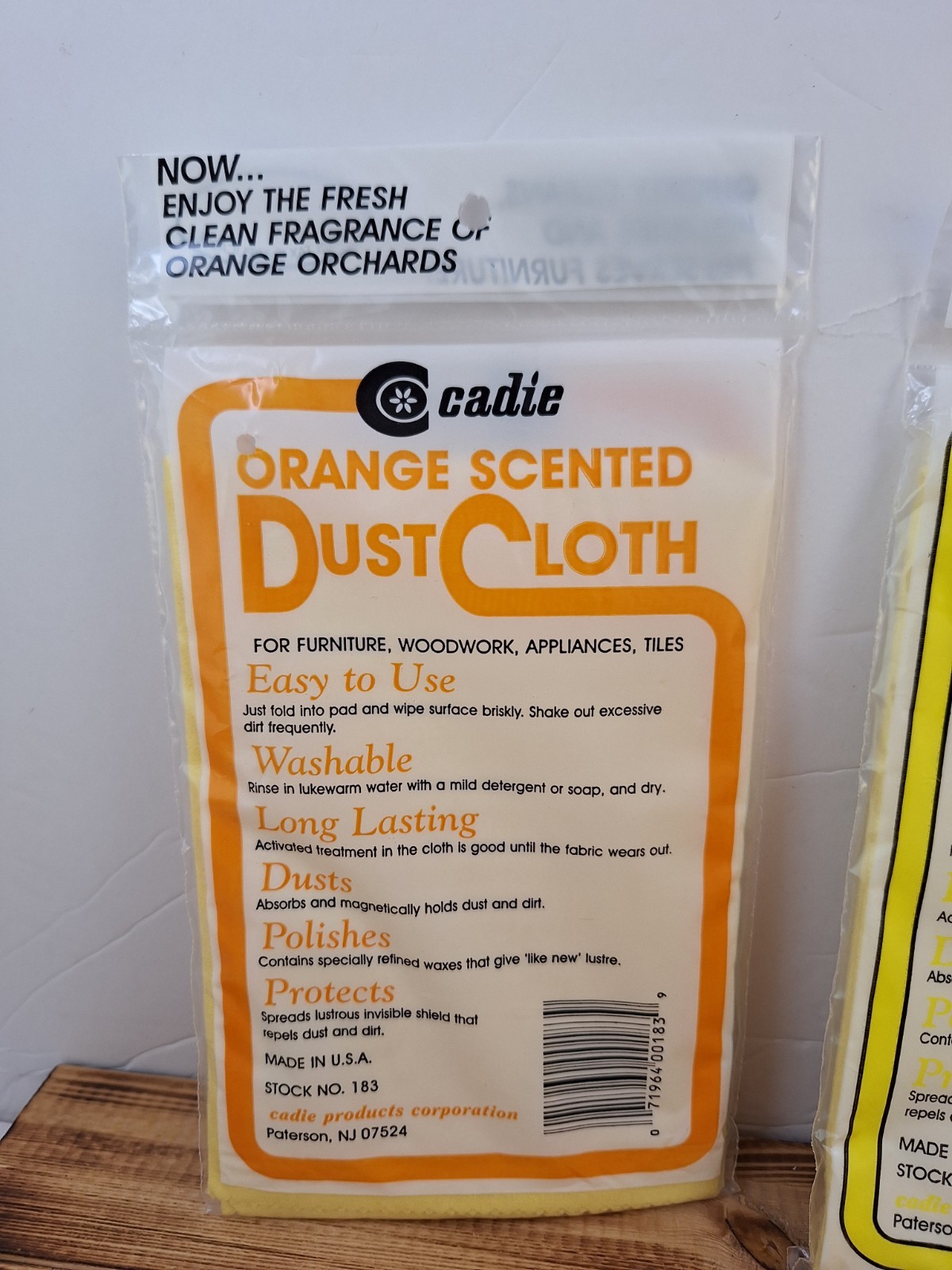 Orange And Lemon Scented Cotton Dust Cloth by Cadie New Old Stock Lot 2 Packs