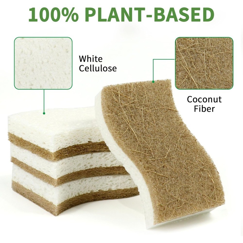 Eco Friendly Compostable Kitchen Sponge 9 Pack Biodegradable Cellulose Coconut
