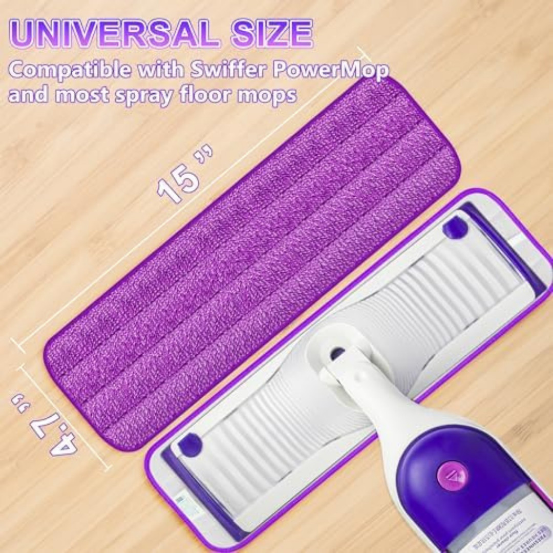 6 Pack Reusable Mop Pads for Swiffer PowerMop, Power Mop Pads 15” Microfiber Re