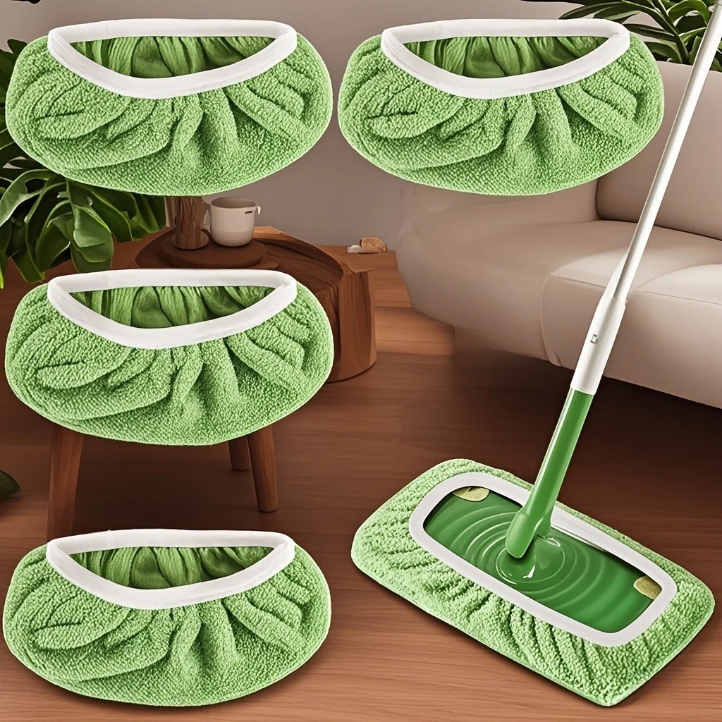 Reusable Microfiber Mop Pads – 4PCS Wet & Dry Floor Cleaning Replacement Cloths
