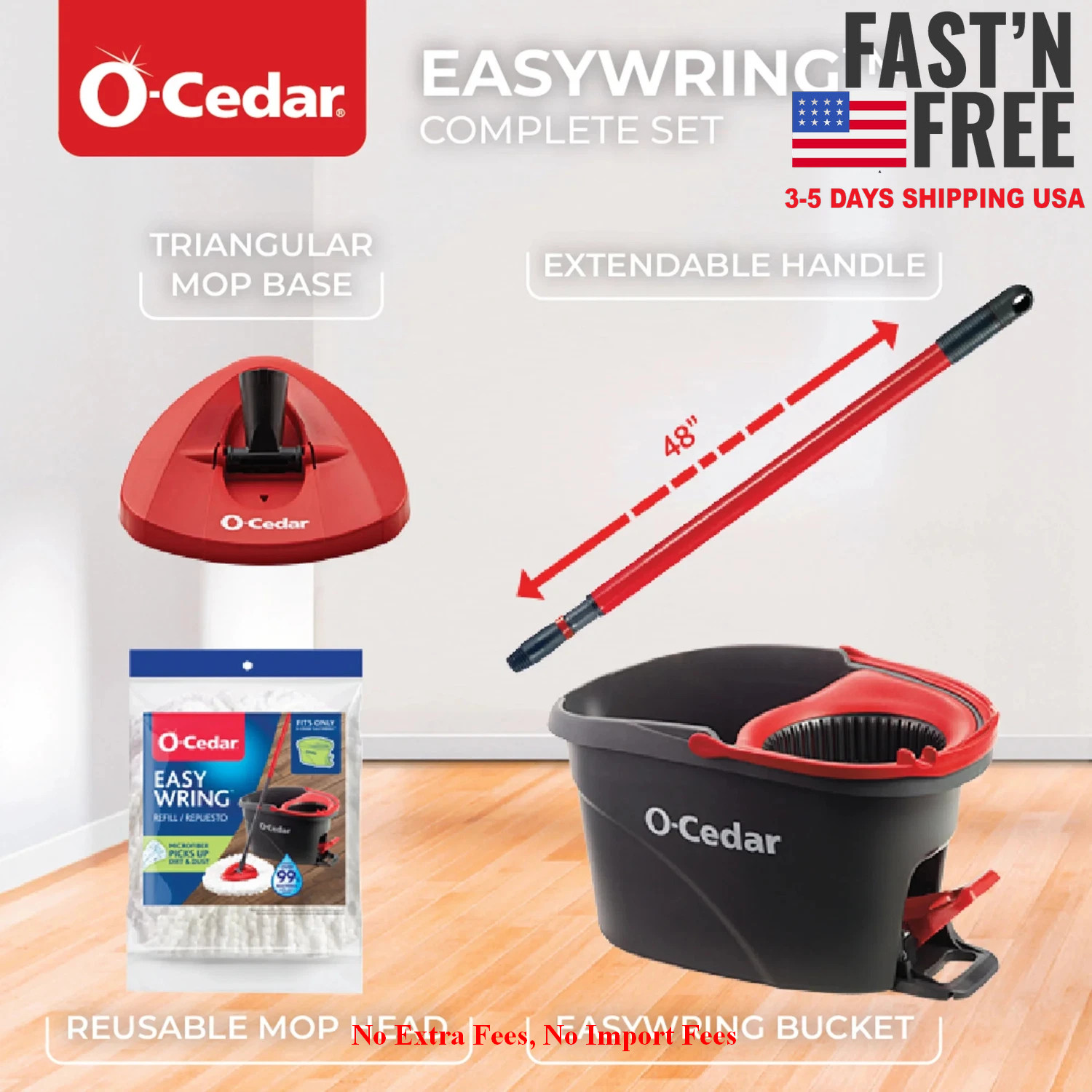 [HOT SALE] O-Cedar EasyWring™ Spin Mop & Bucket System, NEW USA FREE SHIPPING