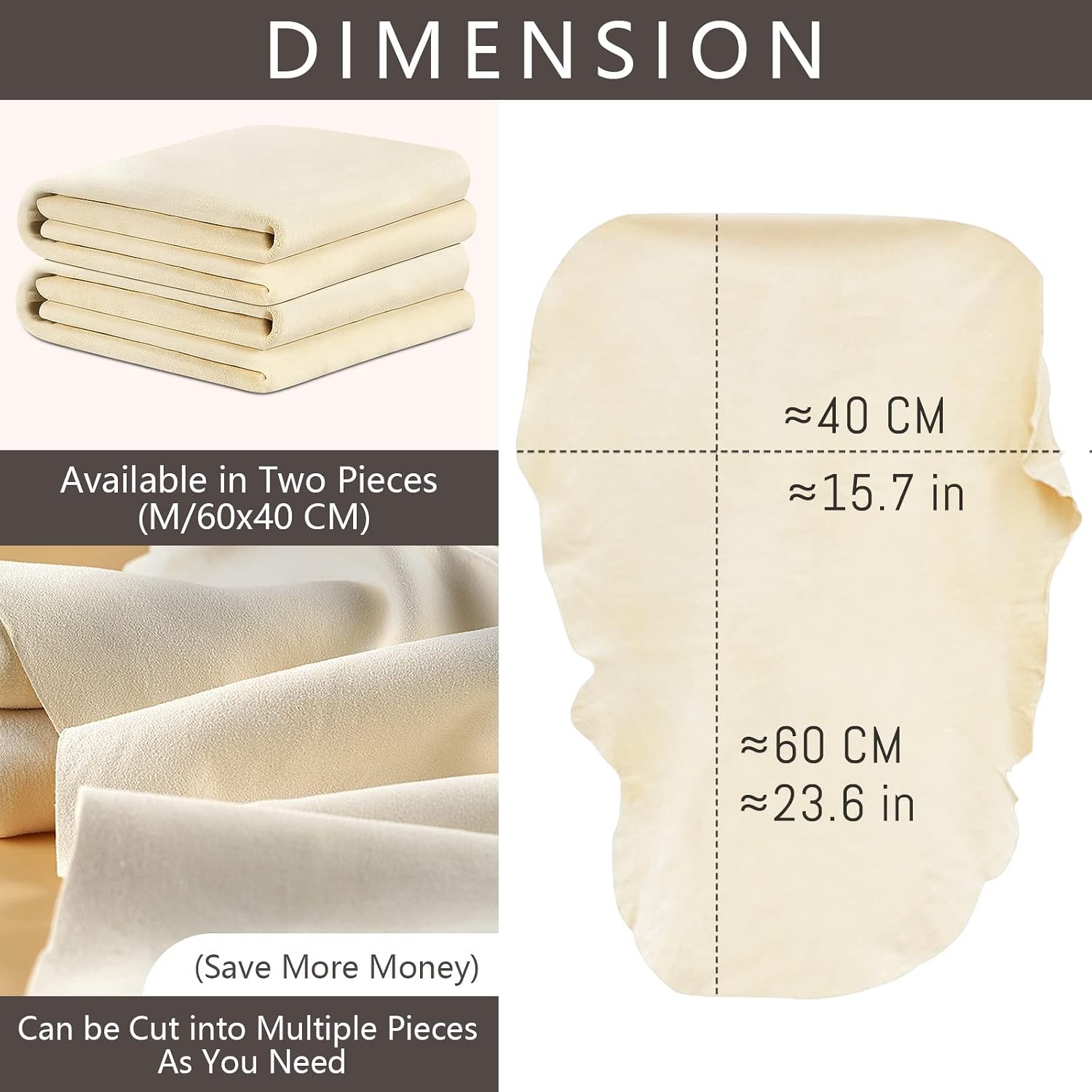 Chamois Cloth for Car 2 Pack Shammy Towel 24” x 16” (2.58 sq ft Each) Super Ab
