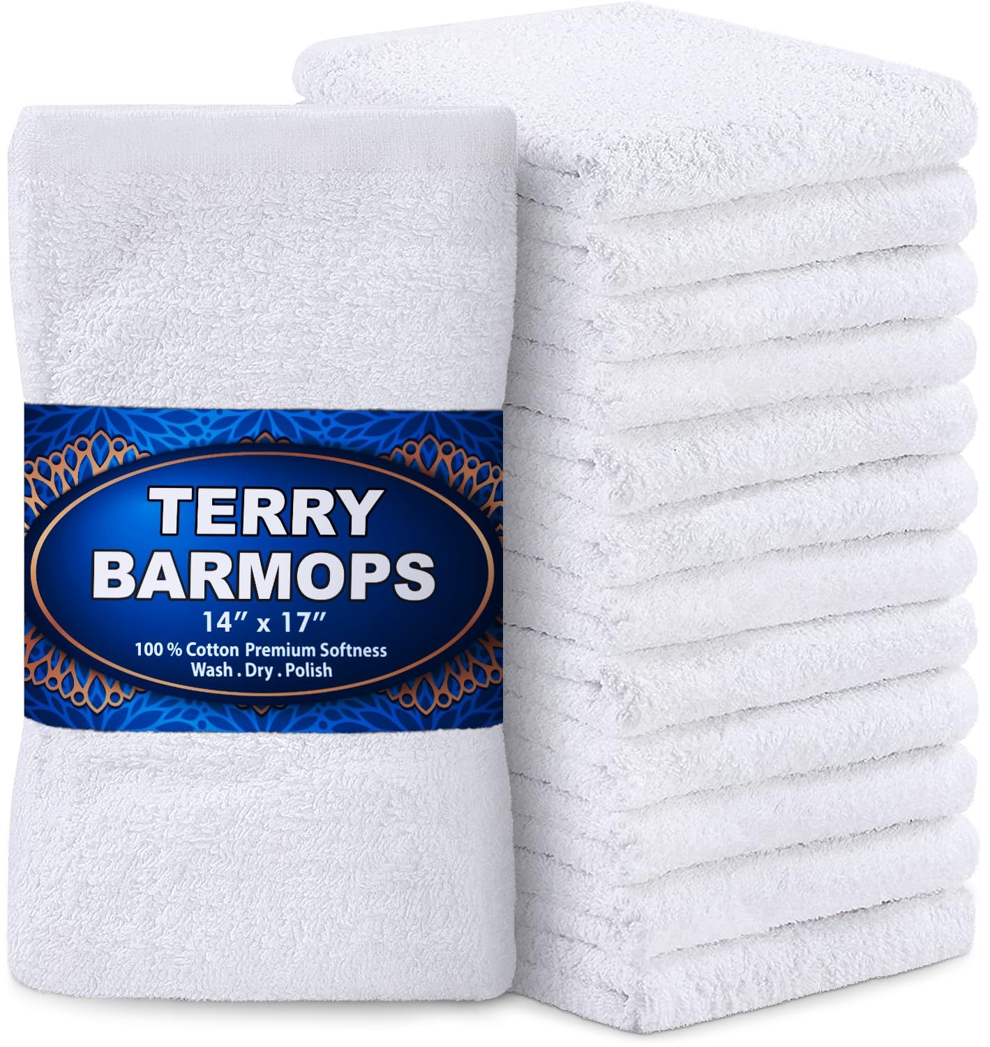 Terry Bar Mops 14″ x 17″ 12 Pack – Cotton Bar Towels, Kitchen Towels, Cleanin…