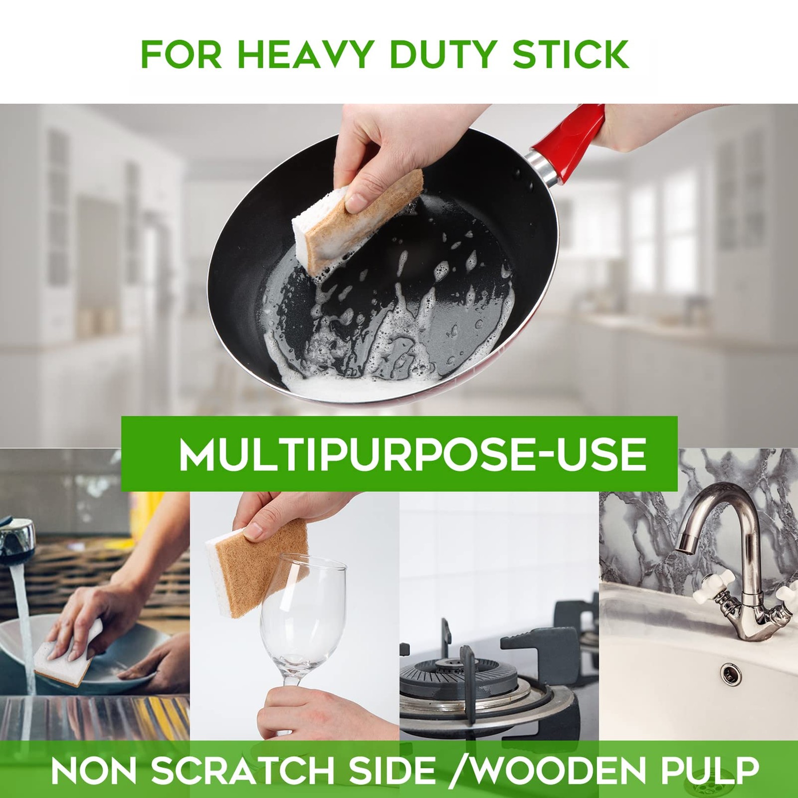 Biodegradable Natural Kitchen Sponge，Eco Friendly Sponges for Dishes,Composta…