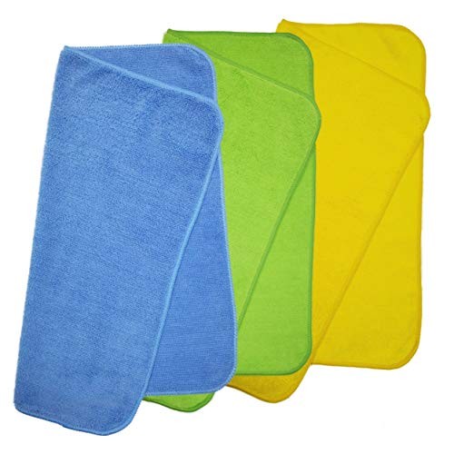 Polyte Premium Microfiber Cleaning Towel,16×16 in 36 Pack Blue,green,yellow