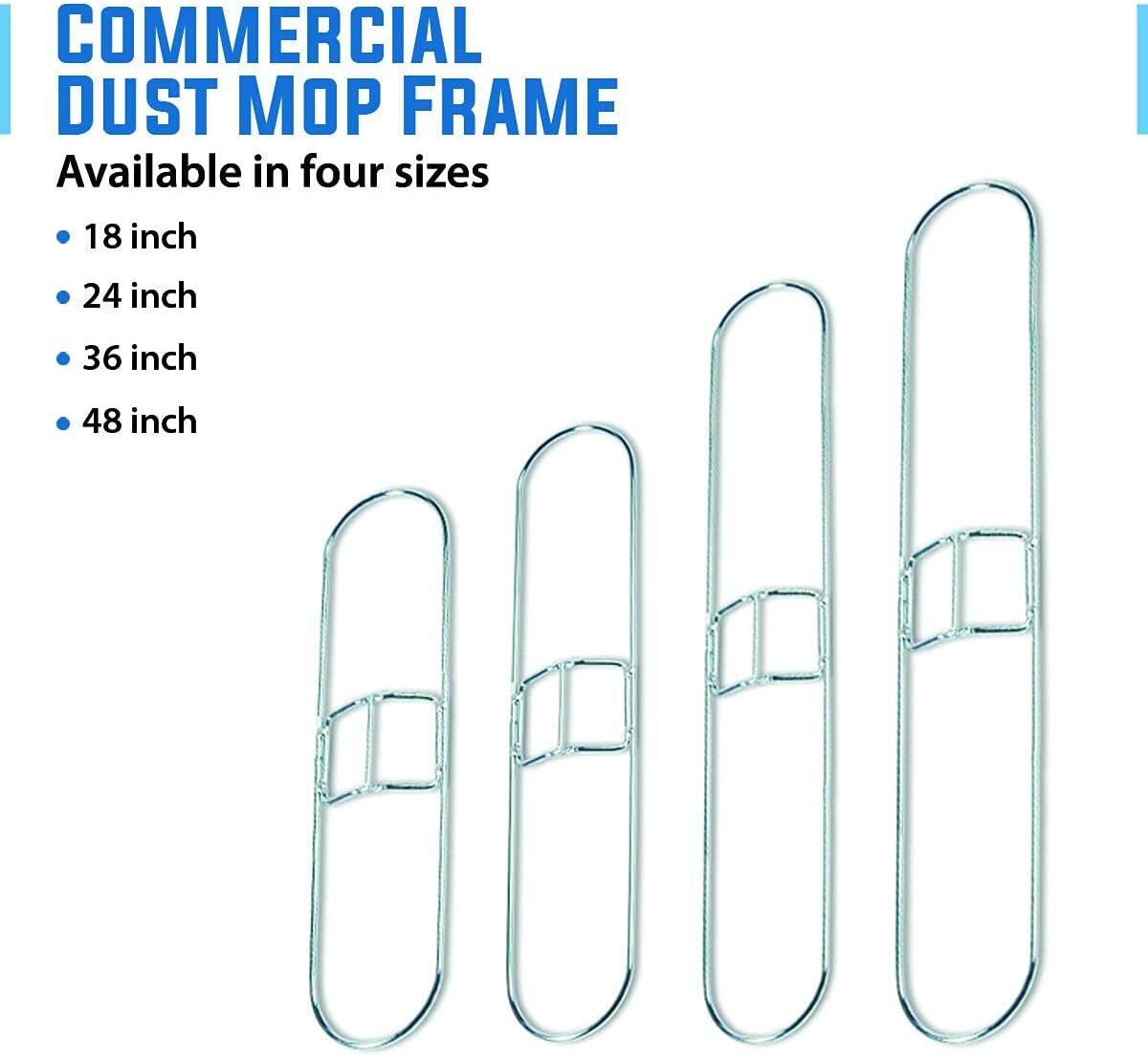 Commercial Dust Mop Frame, Rust-resistant, Silver, Pack of 12