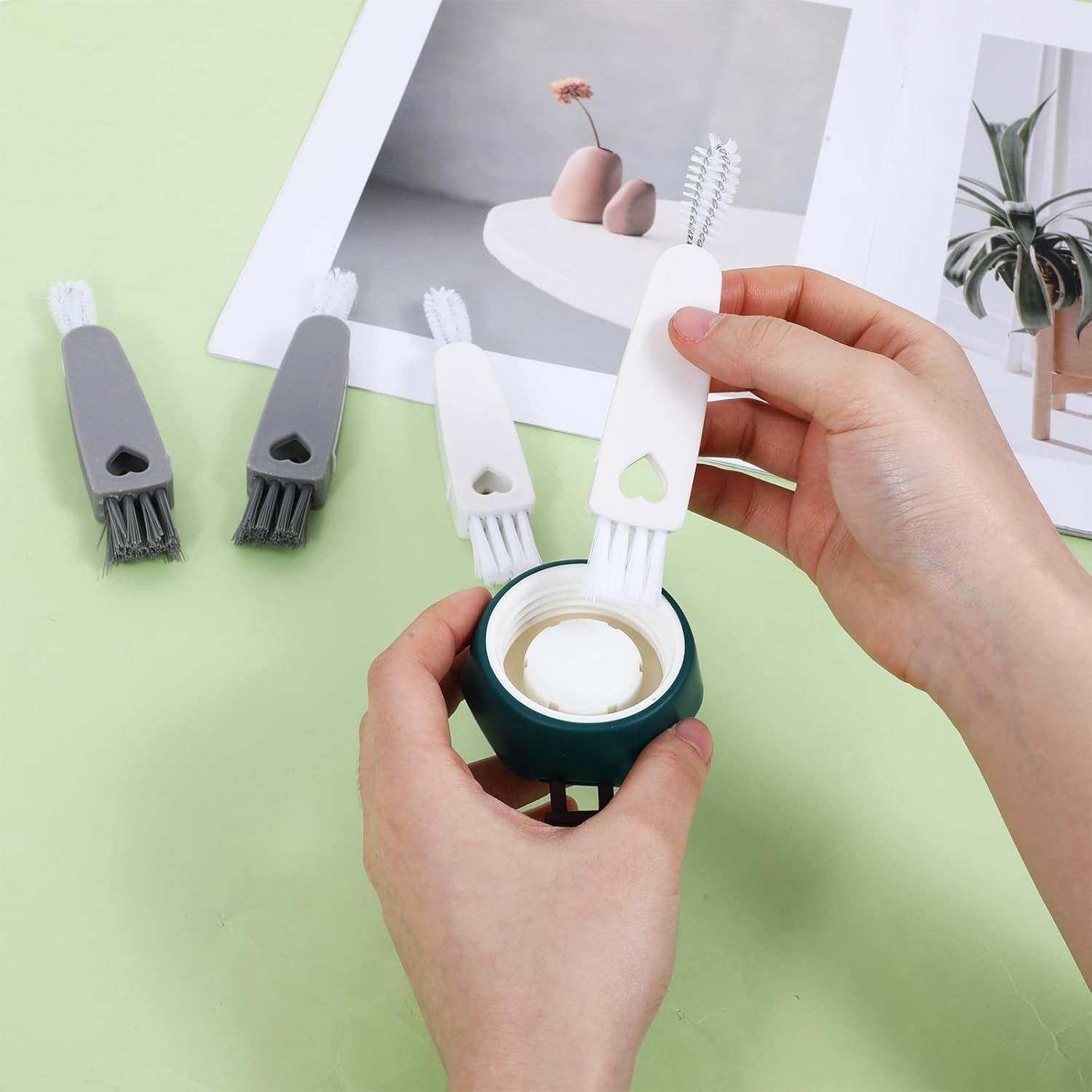 4Pcs 3 in 1 Cup Lid Cleaning Brush, Crevice Cleaning Brush Set Mini