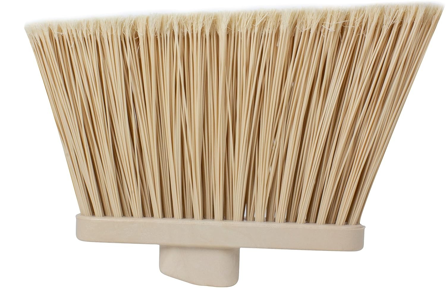Angled 12-Inch Plastic Broom Head with Flagged Bristles for Indoor Outdoor Use