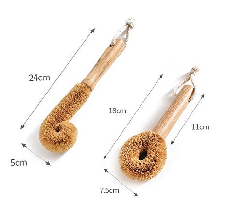 Wooden Bottle Pan Scrub Brush Natural Cleaning