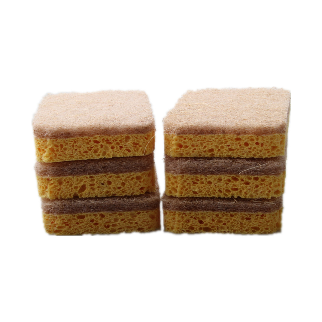 ST 6PACK Natural Scrub Sponge Scouring Pad Sisal Plant Based Sponge Scrubber