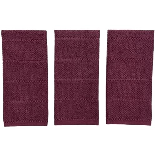 Purple Burgundy Kitchen Hand Dish Towels: Oversized 28″ x 18″,100% Cotton Wine