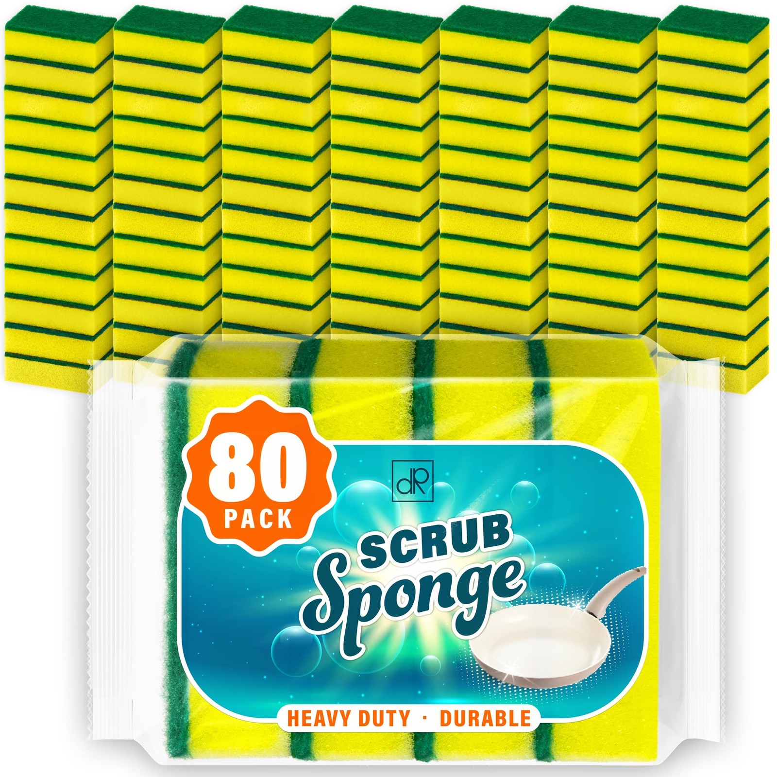 80 Count Non-Scratch Cleaning Scrub Sponges, Dual-Sided Heavy Duty Kitchen Sp…
