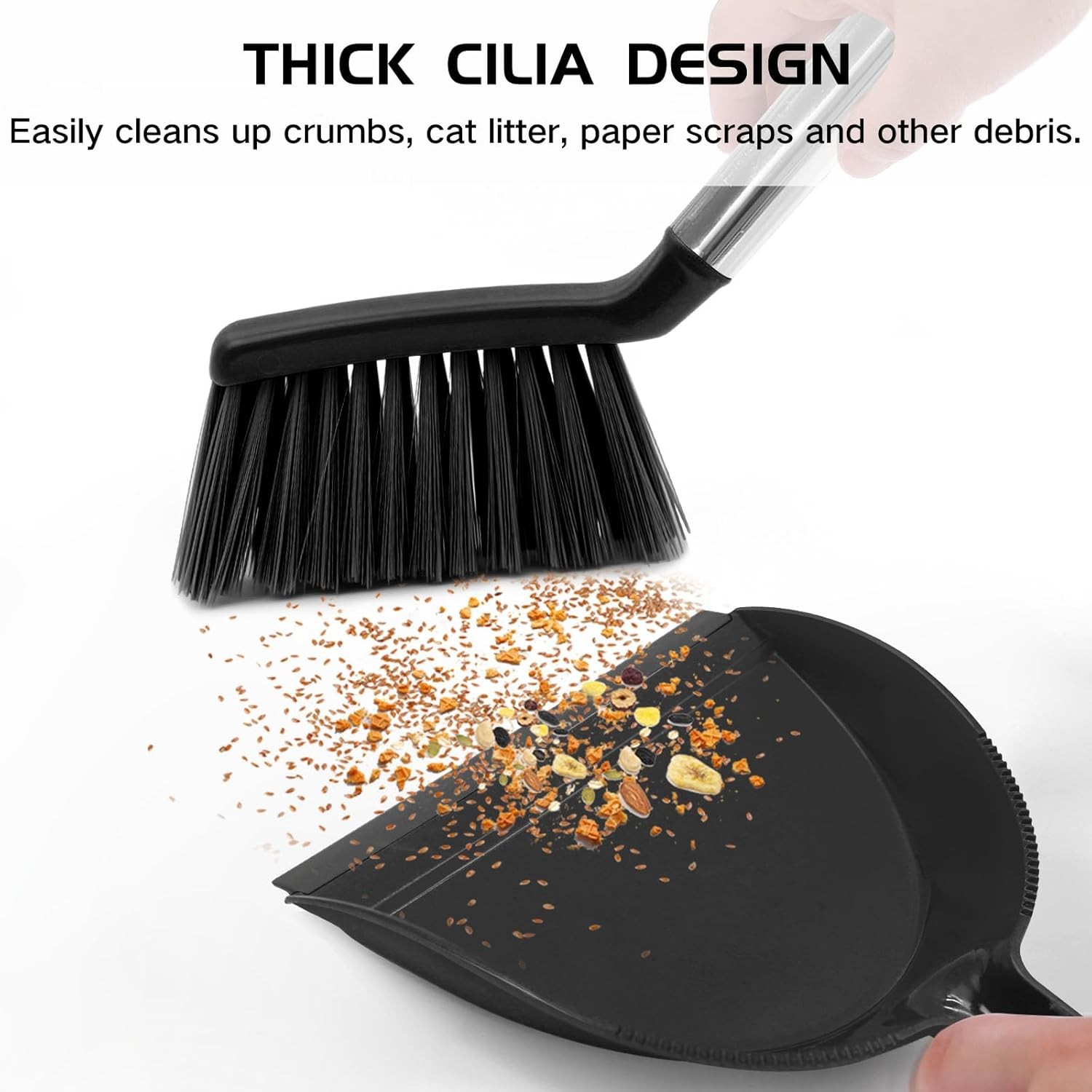 Mini Broom and Dustpan Set, Small Dust Pan and Brush Set with Handle Dustpan