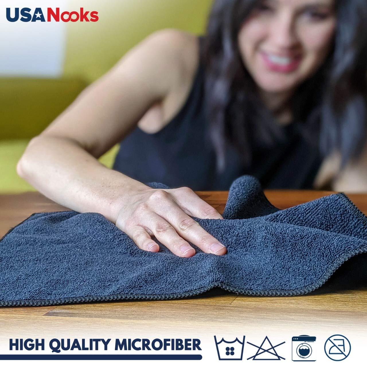 USANOOKS Microfiber Cleaning Cloth Grey – 12 Pcs 12.5″x12.5″ – High Performan…