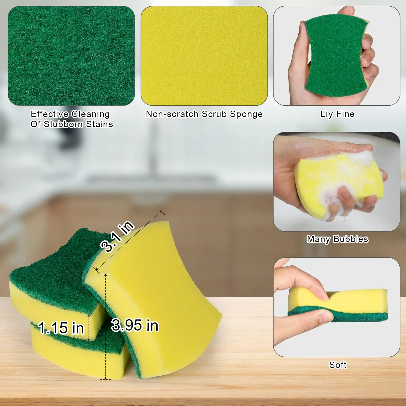 10pcs Cleaning Sponges Dish Scrubber Soft & Heavy Duty Microfiber Kitchen Sponge