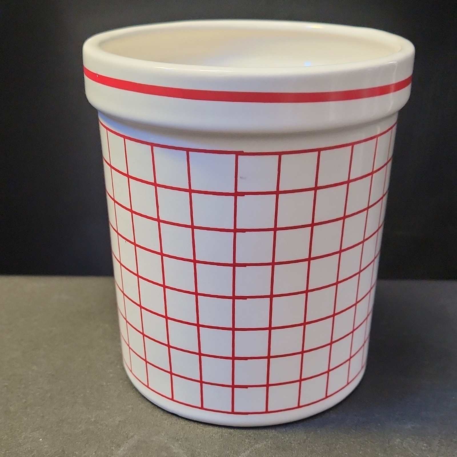 Vintage Country Ceramic Scrub Brush Holder Red and White 5.5″