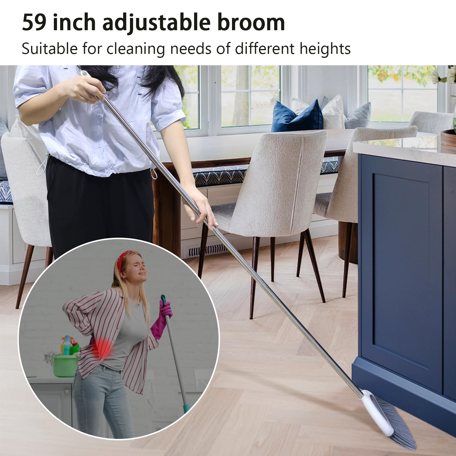 Angle Brooms for Sweeping Indoor – Broom Hardwood Off White