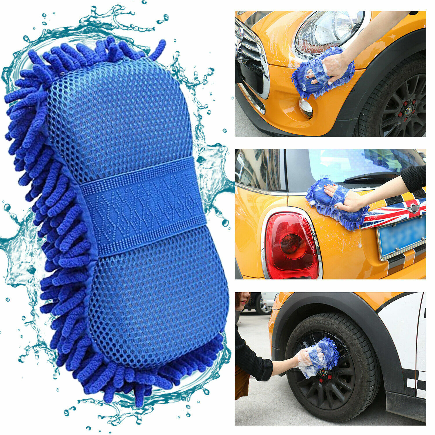 Car Hand Wash Towel Microfiber Washing Gloves Coral Sponge Cleaning Tool