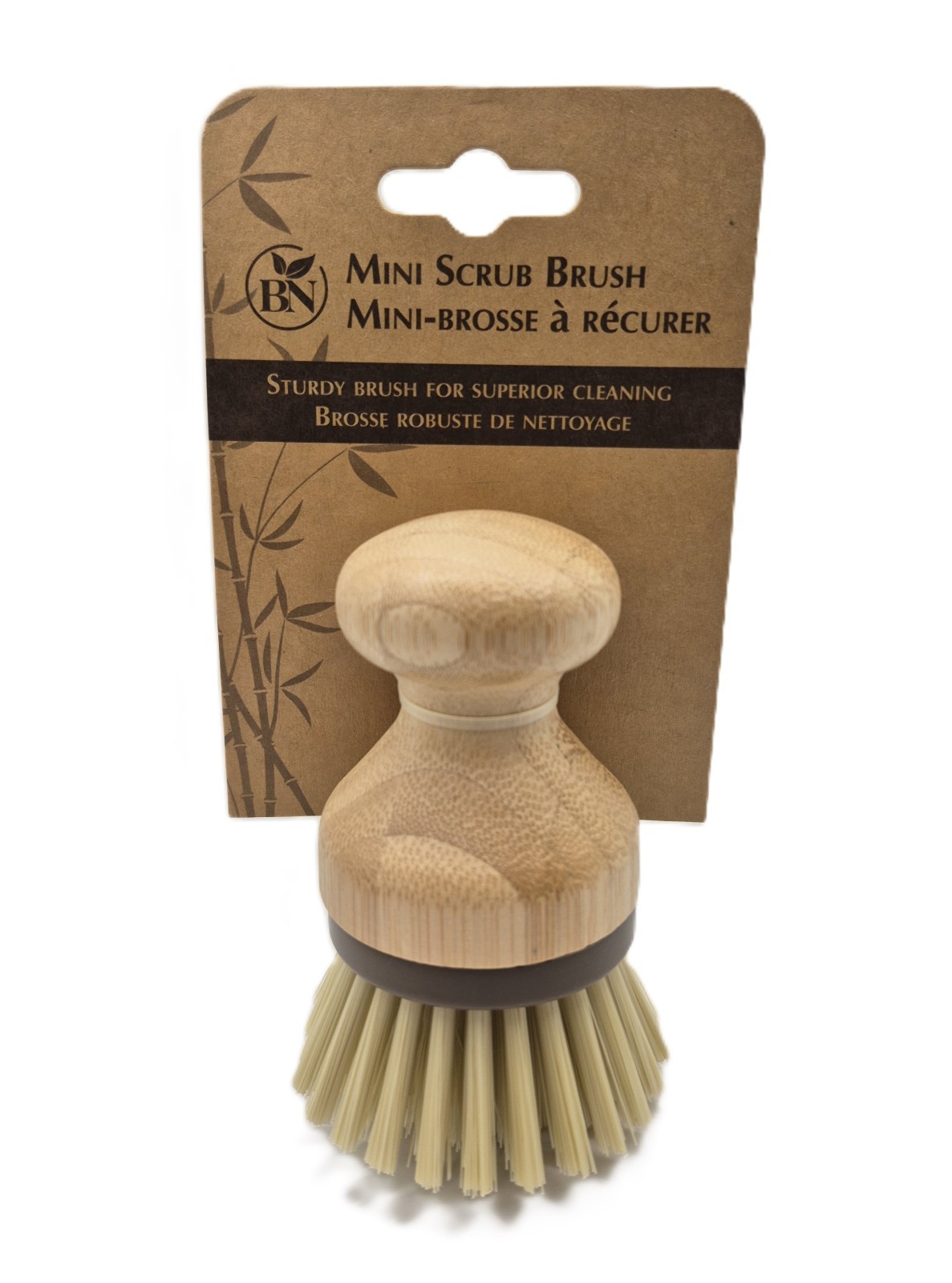 BN Bamboo Naturals Mini Scrub Brush for Vegetables and Dishes, 3.75″ H
