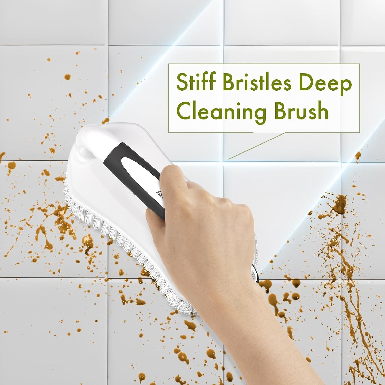 Scrub Brush for Cleaning Comfort Grip Shower Scrubber Stiff Bristles with Han…