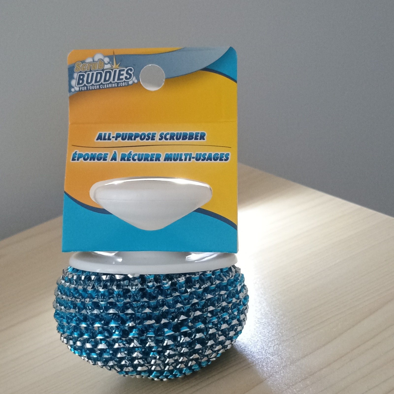 Scrub Buddies All-Purpose Scrubber Blue Silver White Plastic Easy Grip Scrubbing