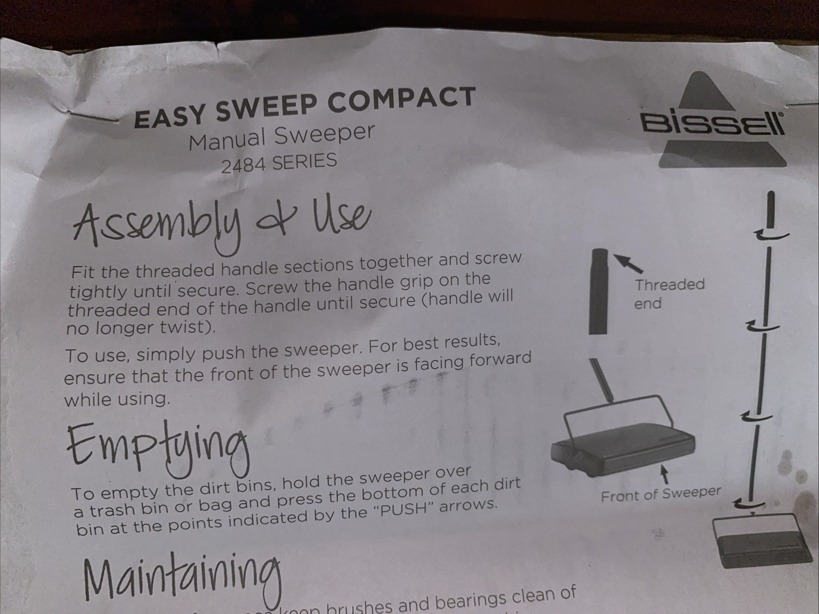 Bissell Easy Sweep Compact Manual Carpet Sweeper Teal Series 2484 NEW Open Box
