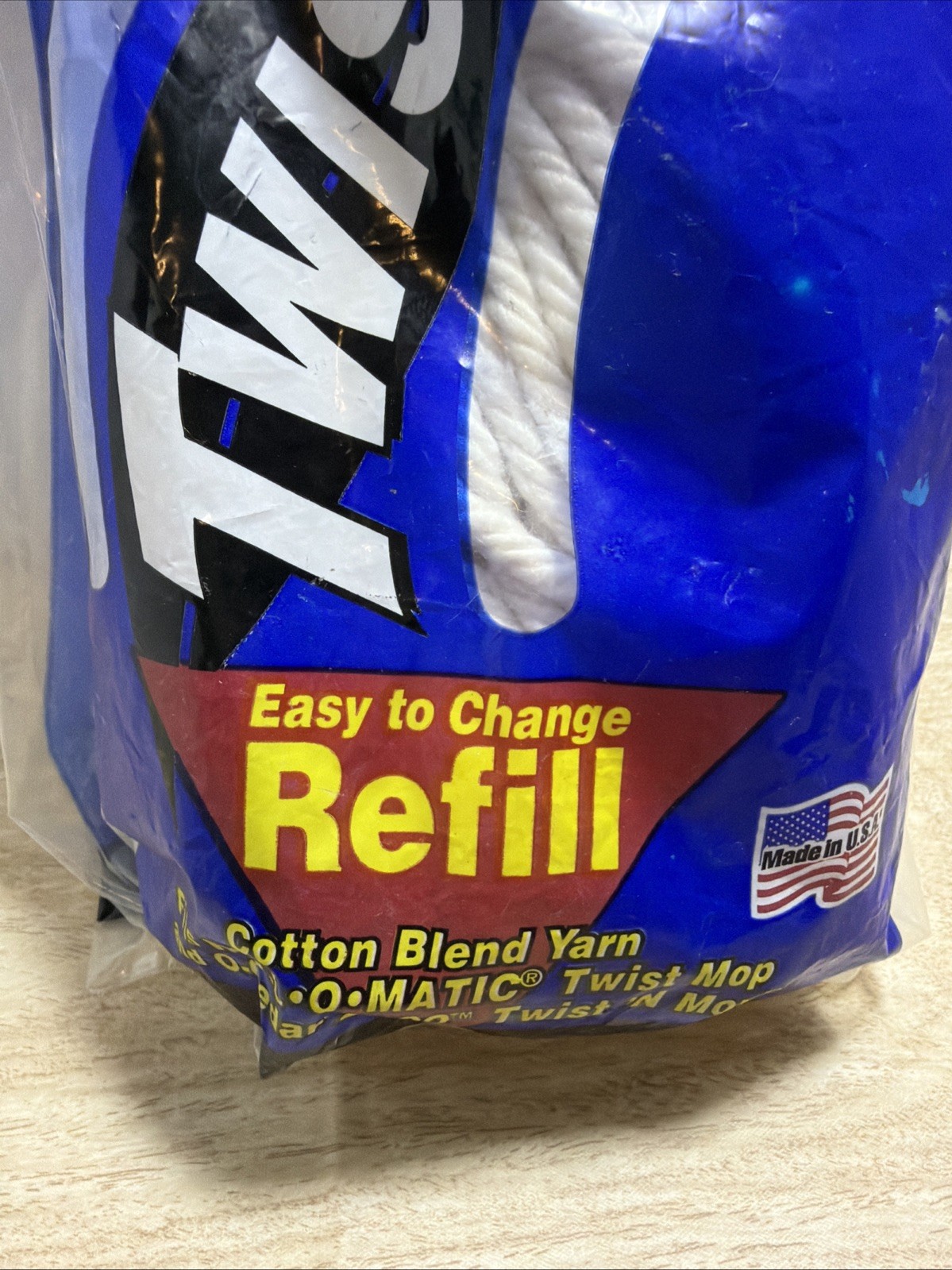 Roll-O-Matic Twist Mop Refill Cotton Blend Yarn New. Sealed.