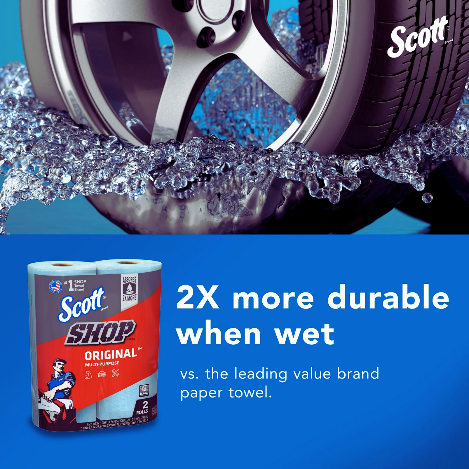 Scott Shop Towels (6 Rolls) – Original Blue Multi-Purpose Heavy Duty Paper Towel