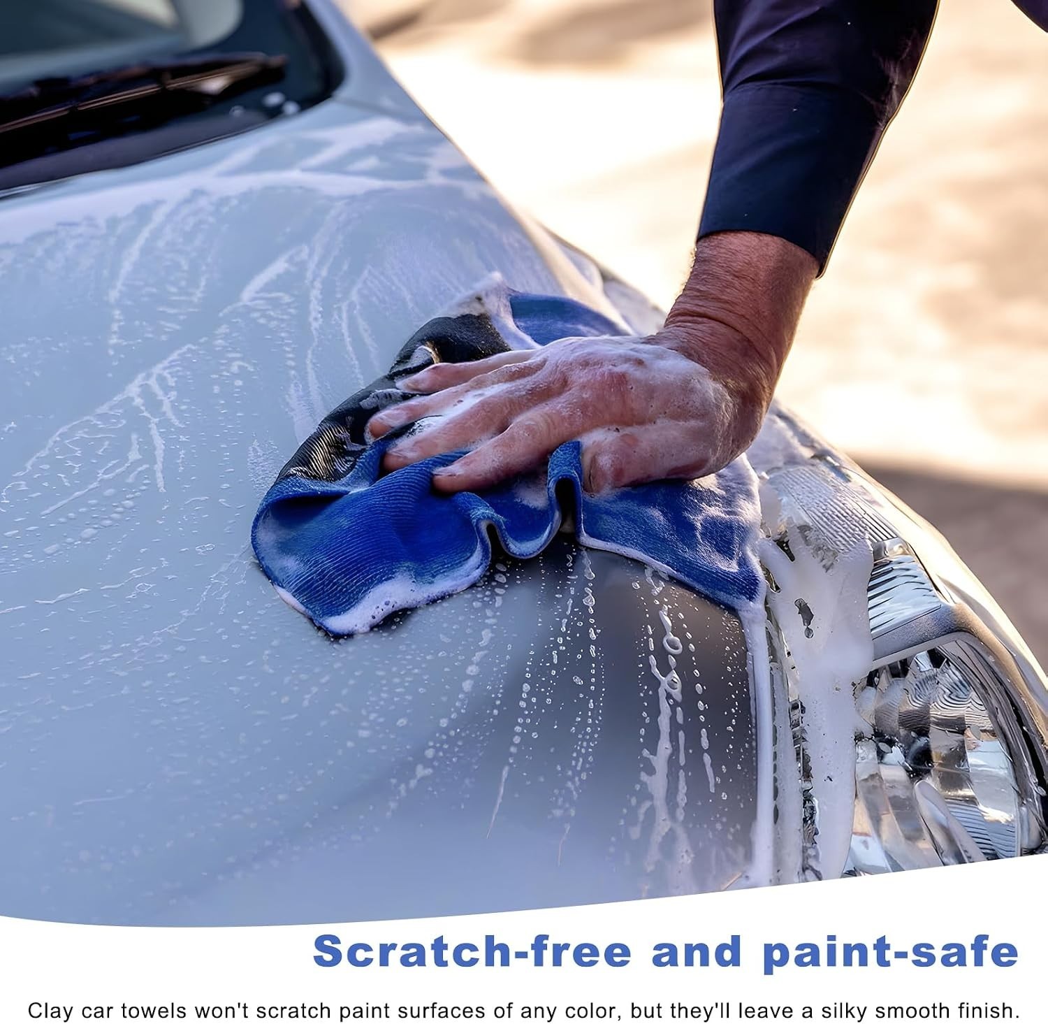 Clay Bar Detailing Towel, 2 Pc, 12 x 12 Inch, Microfiber Clay Cloth