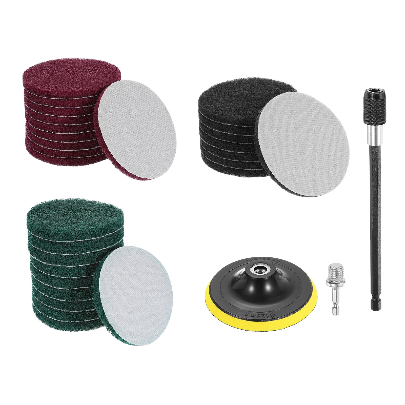 27 Pcs 5 Inch Hoop Scrubbing Pad 240/400/800 Grits Pads, Green/Red/Grey