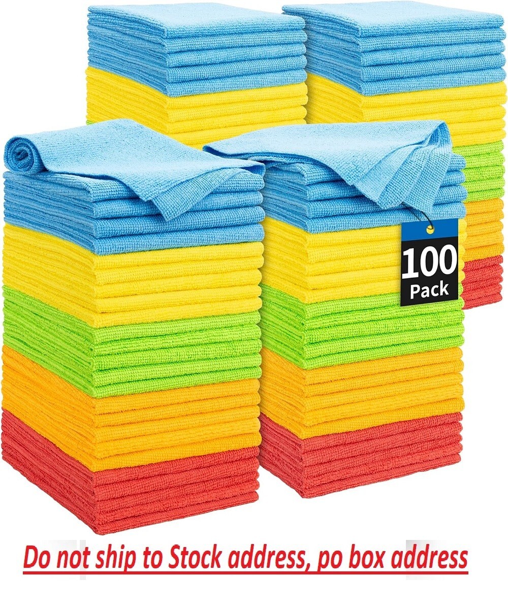 Microfiber Cleaning Cloth Set 100pc Towel Rag Car Polishing Detailing No-Scratch