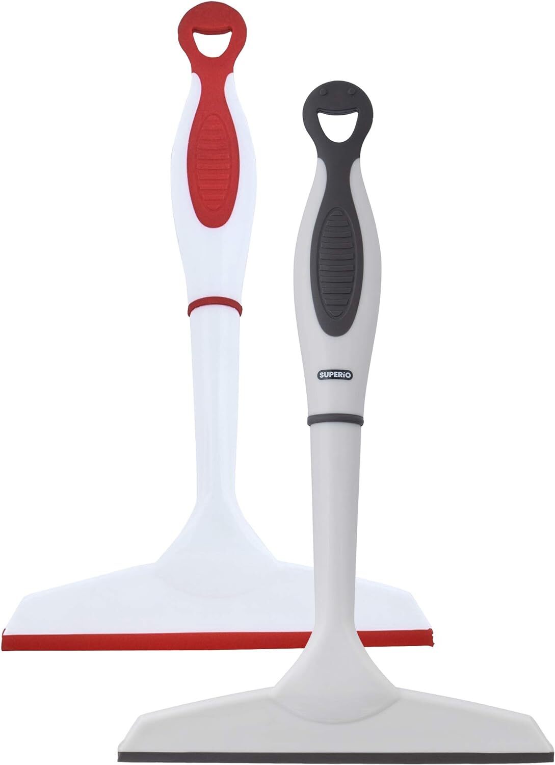 Superio 6″ Window Rubber Squeegee with Hanging Loop, 2 Pack, Red and Gray