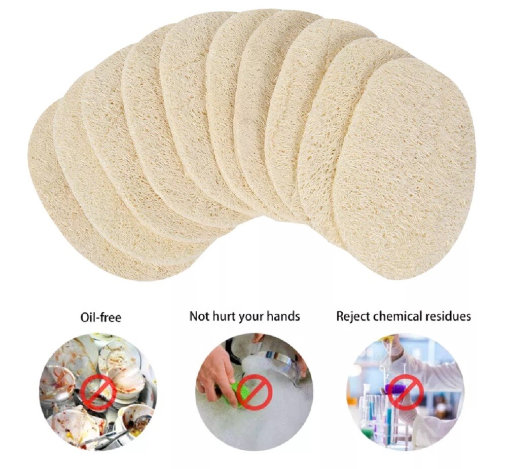 4 Eco-Friendly Natural Loofah Kitchen Sponges – Biodegradable Dishwashing Sponge