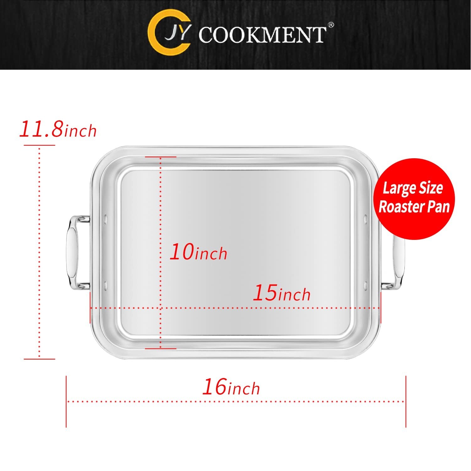 15 Inch Stainless Steel Roasting Pan with V-Shaped Rack and Turkey Baster – R…