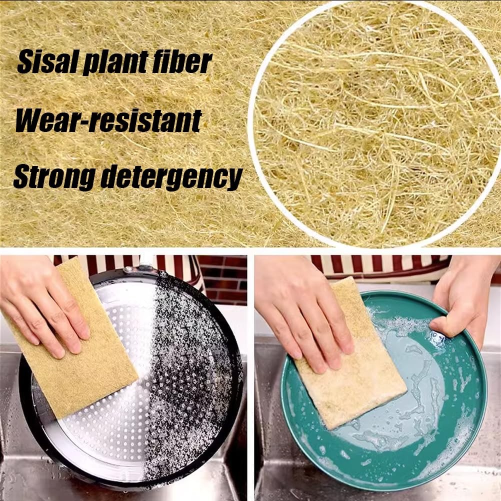 Sisal Scouring Pads 10 Pack NonScratch Dish Scrubbers Eco Friendly Kitchen Pots