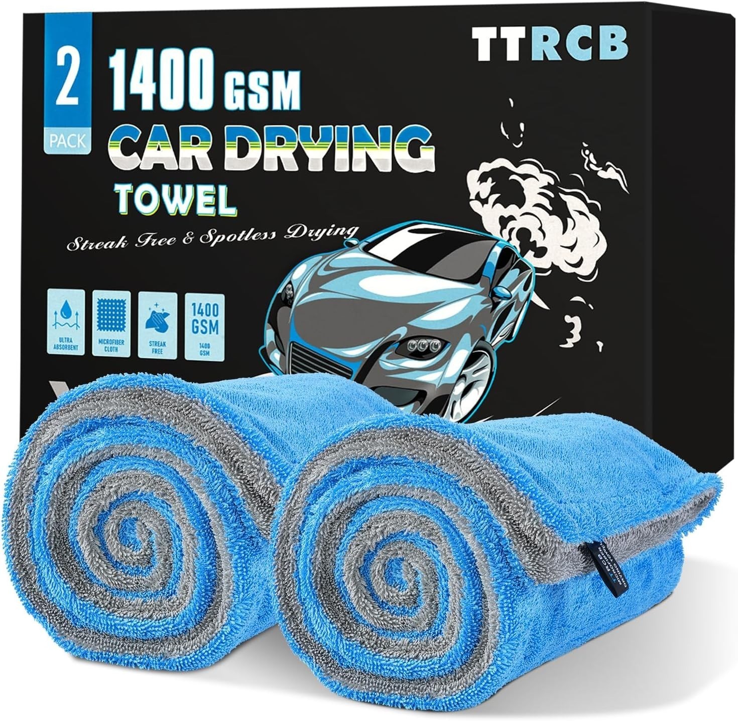 48″x24″ Double Twisted Loop Car Drying Towels – Streak-Free & Scratch-Free Care