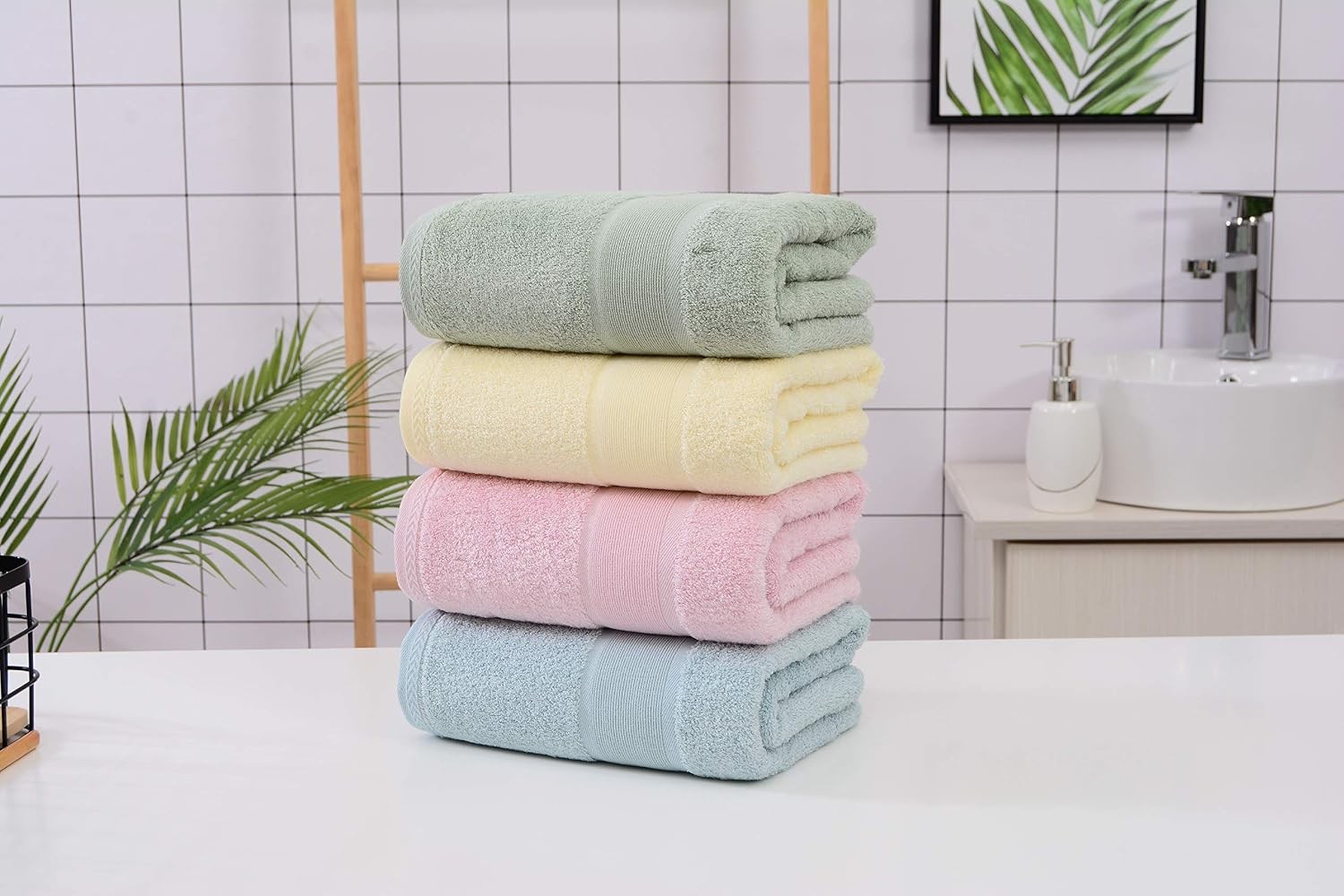 Viscose from Bamboo and Cotton Bath Towels Set of 6-27×54 Inch Ultra Soft,
