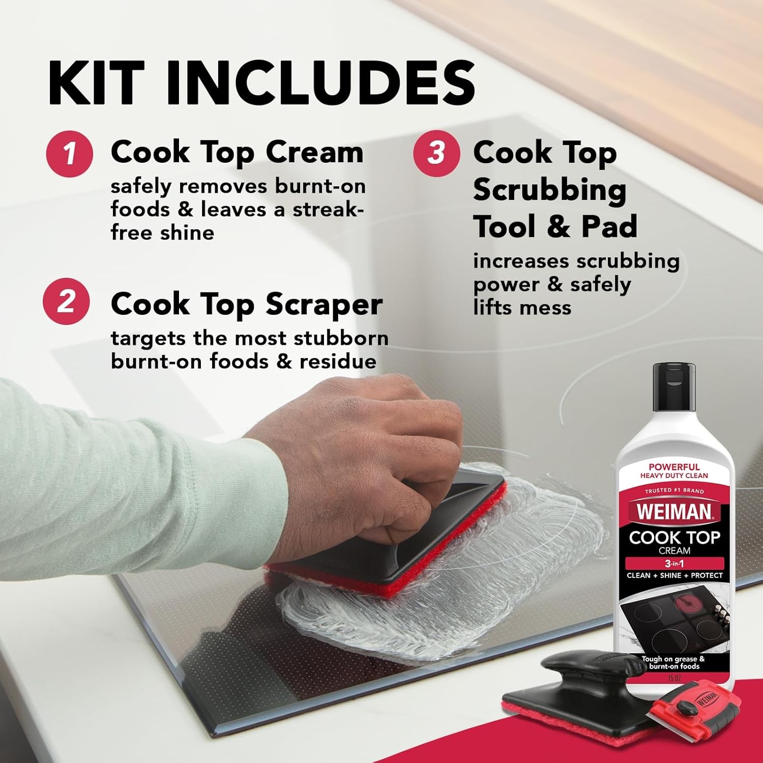 Glass & Ceramic Smooth Cooktop Cleaner & Polish w/ Scrubbing Pad (10oz)