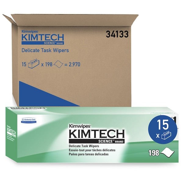 Kimtech 34133 Delicate Task Wipes, Pop-Up Box, White, 198 Sheets/Box, 2, 970