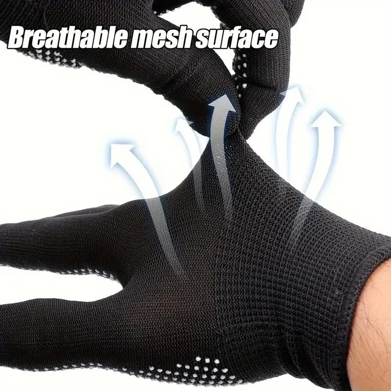 10PCS Nylon Work Gloves Breathable Non Slip Safety Gloves for Gardening Sports