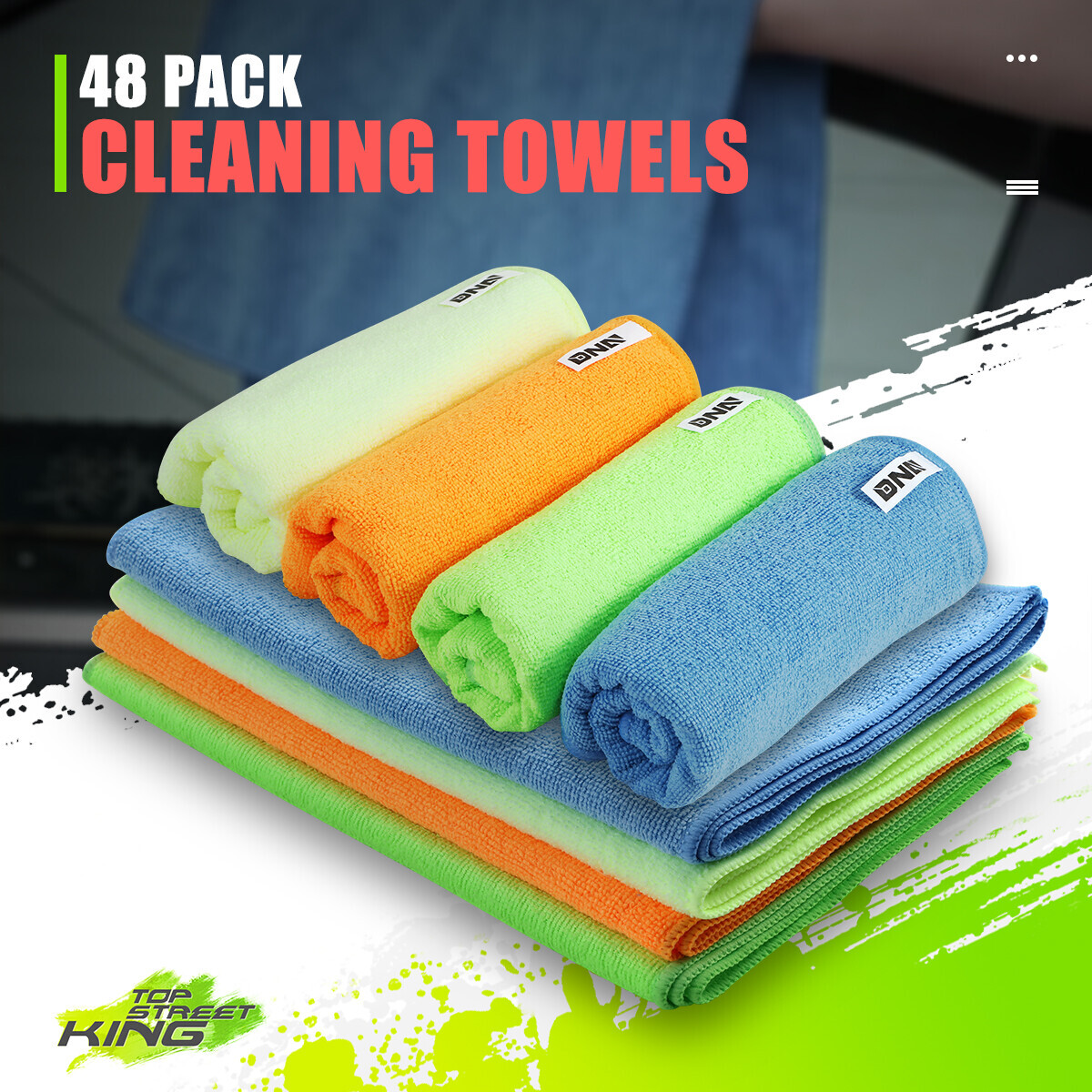 48pcs 12×16 Inch Durable Ultra Soft Microfiber Cleaning Cloth Towel Rag Car Wash