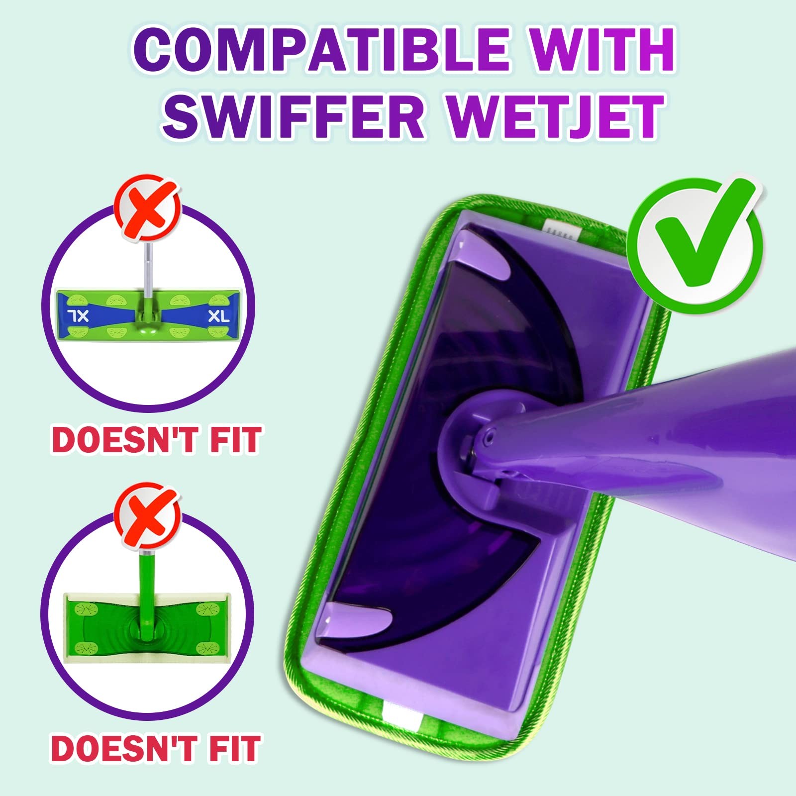 Reusable Mop Pads Compatible With Swiffer Wetjet Microfiber Pad Refill Machine W