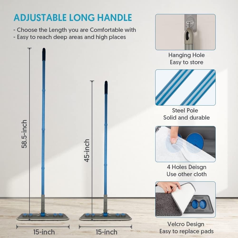Microfibre Floor Mop for Cleaning Floors, Flat Mop for Laminate Wooden Vinyl …