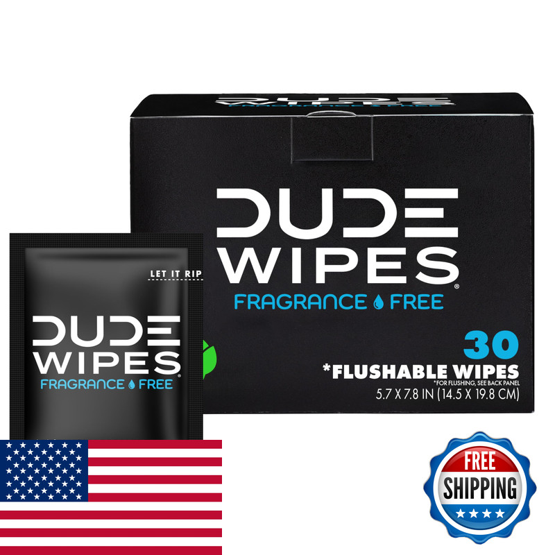 Dude Wipes On-The-Go Flushable Wipes – 1 Pack 30 Count – Unscented Extra-Large