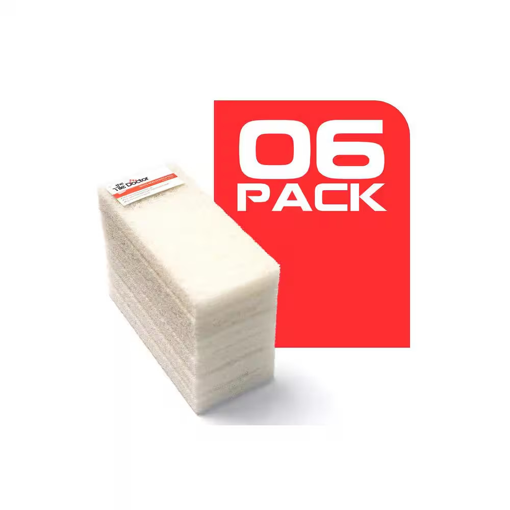 4.5 In. X 10 In. X 1 In. White Scrub Pad Light Duty (6-Pack)