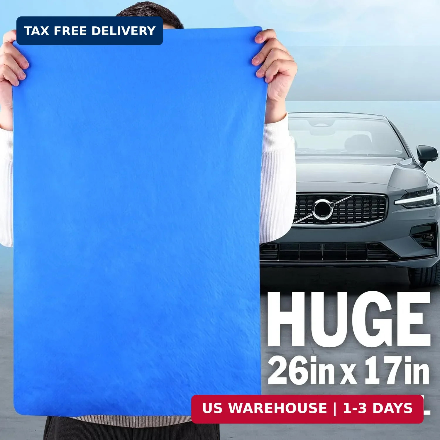 3 Pack Premium Chamois Towel for Car, 26″x17″ Shammy Cloth for Car Drying, Super