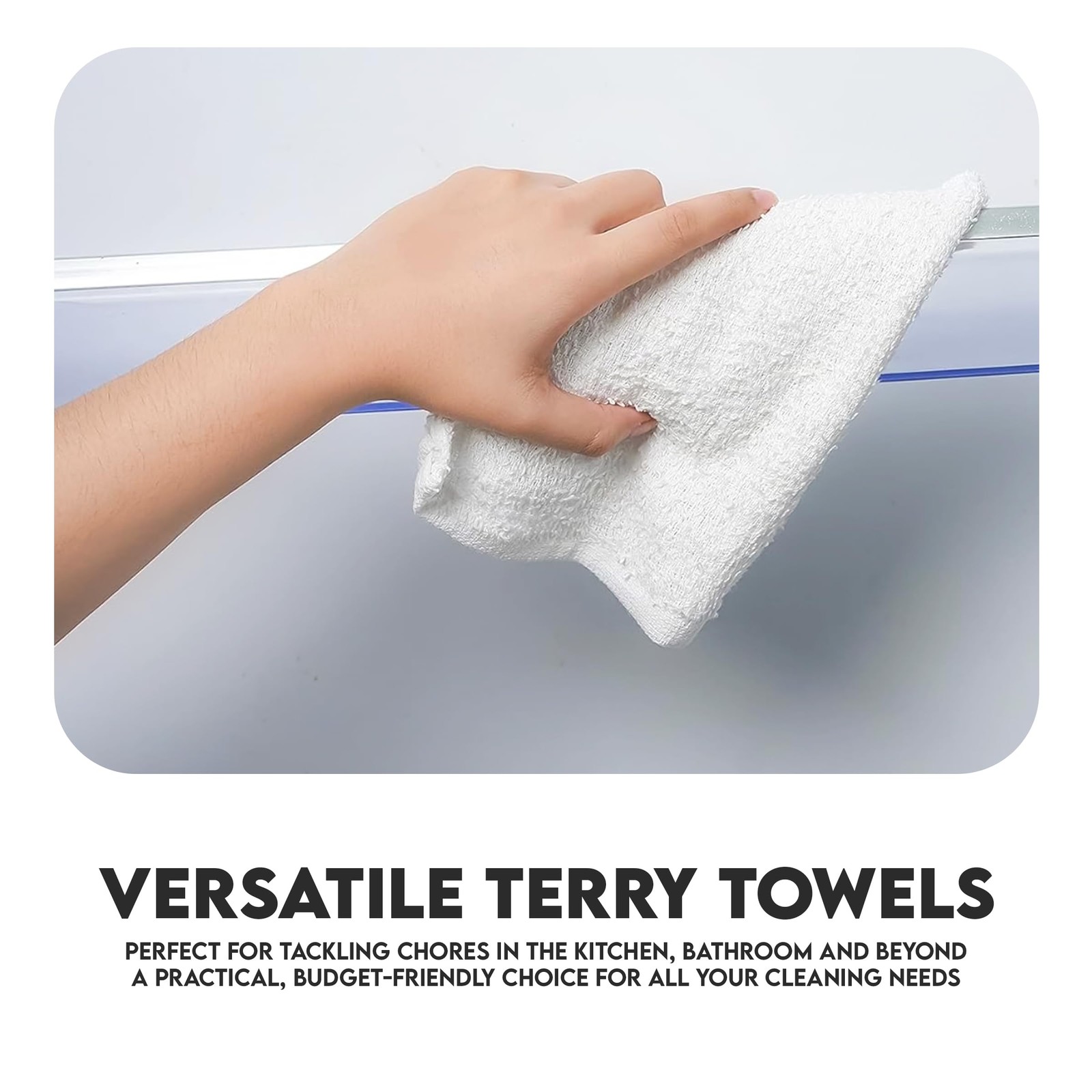 Terry Bar Mop Towels – 24 Pack (14″x17″) White Cotton Terry Cloths, Super Abs…