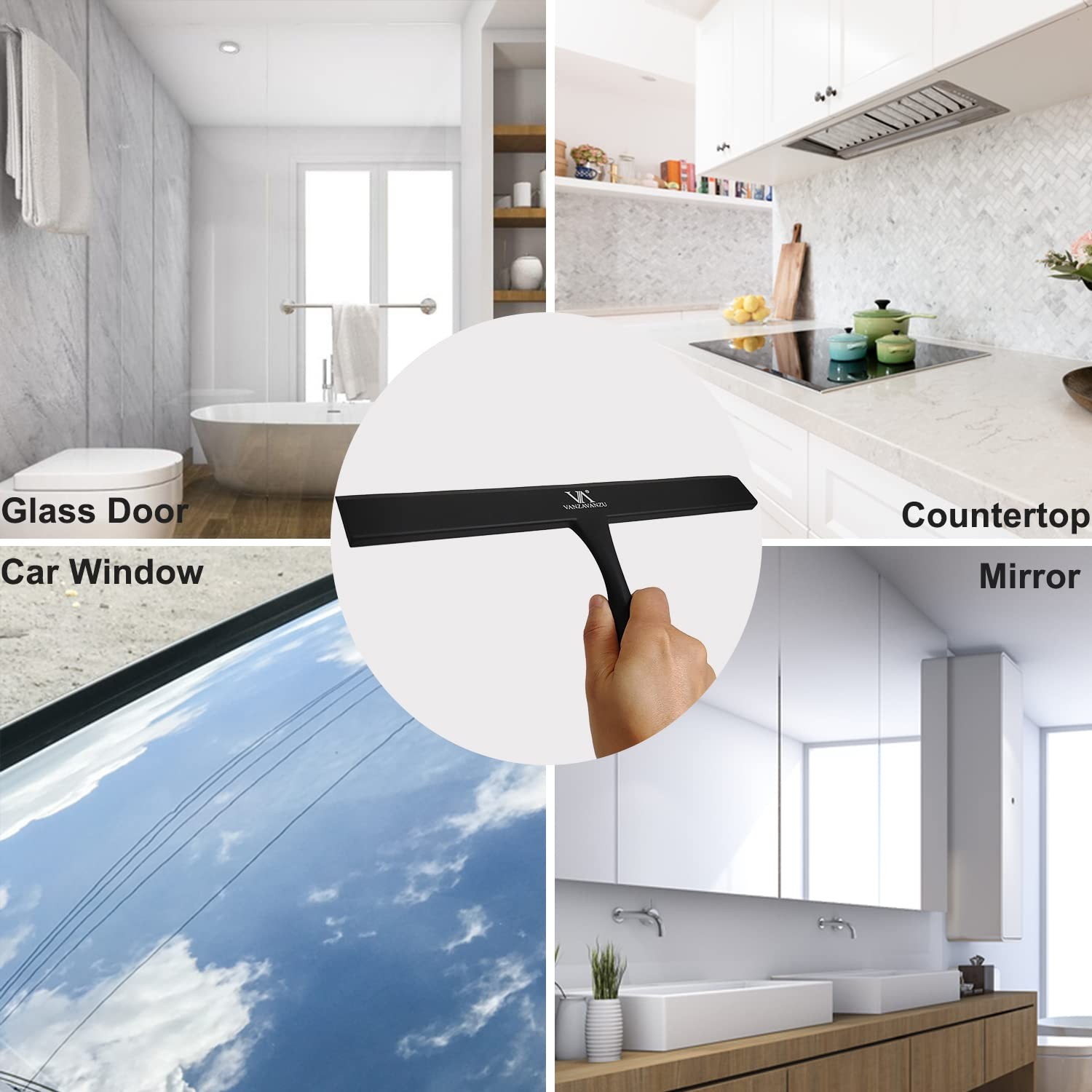 Squeegee for Shower Glass Door, 11-Inch Black