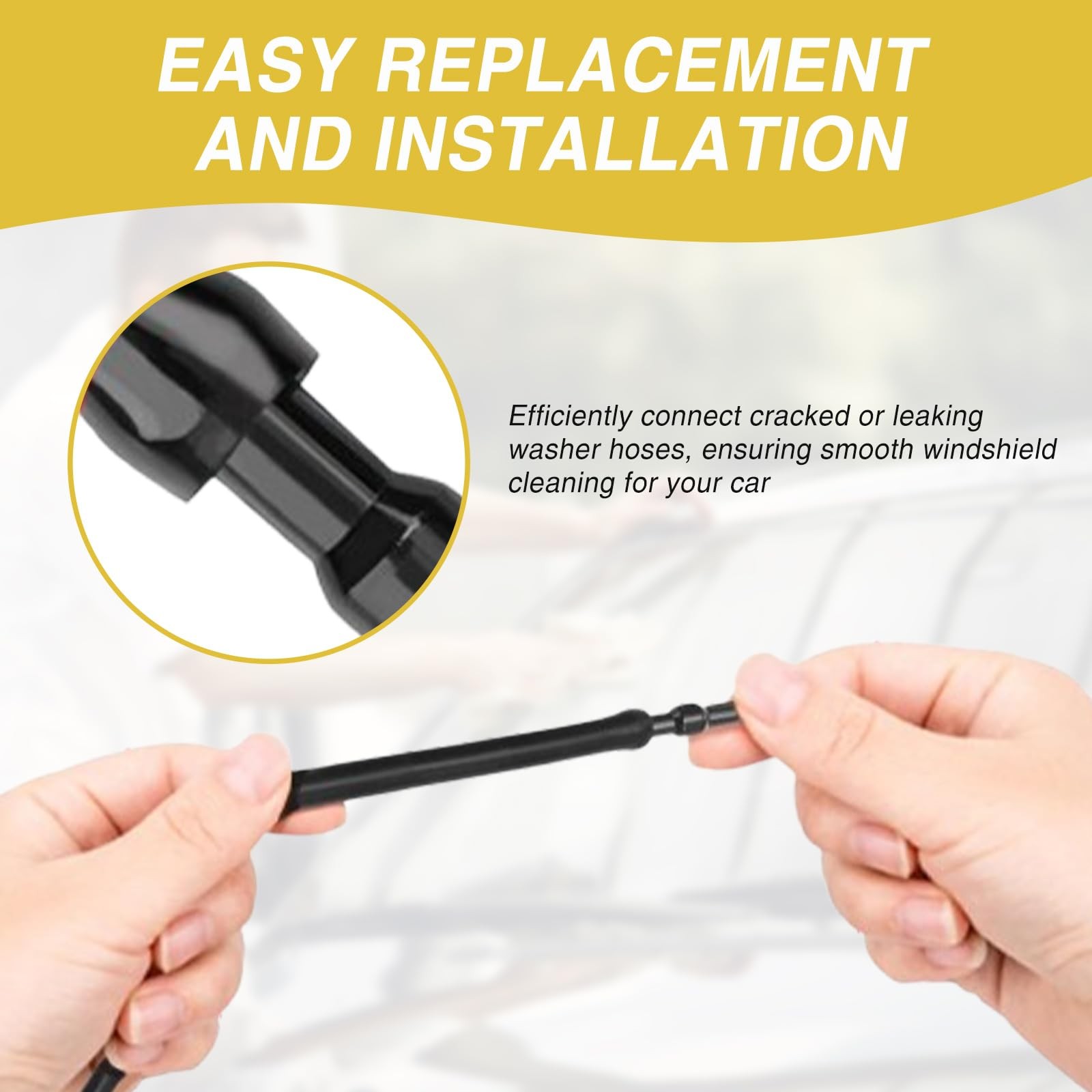 20PCS Universal Windshield Washer Hose Connectors, 2-Way I-Type Wiper Hose Adapt
